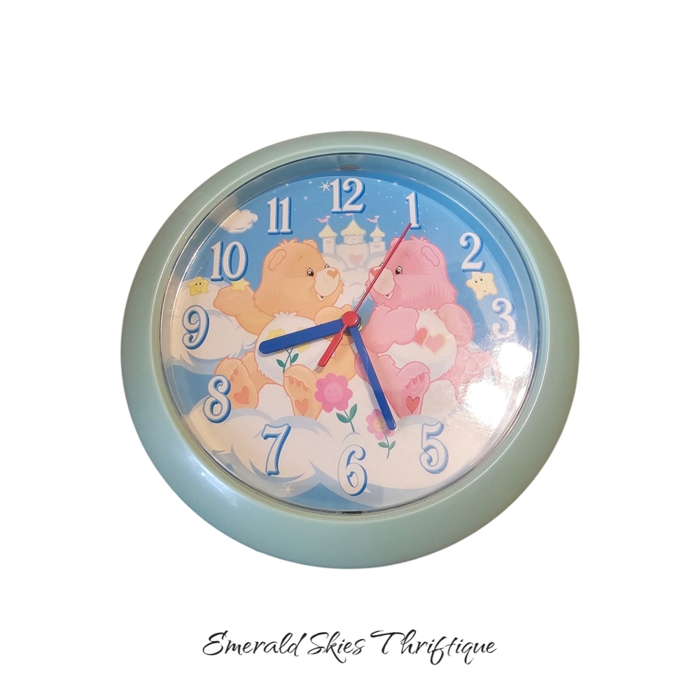 Care Bears 2003 Wall Clock Love A Lot & Friend Bear - Nursery Room Clock - Works